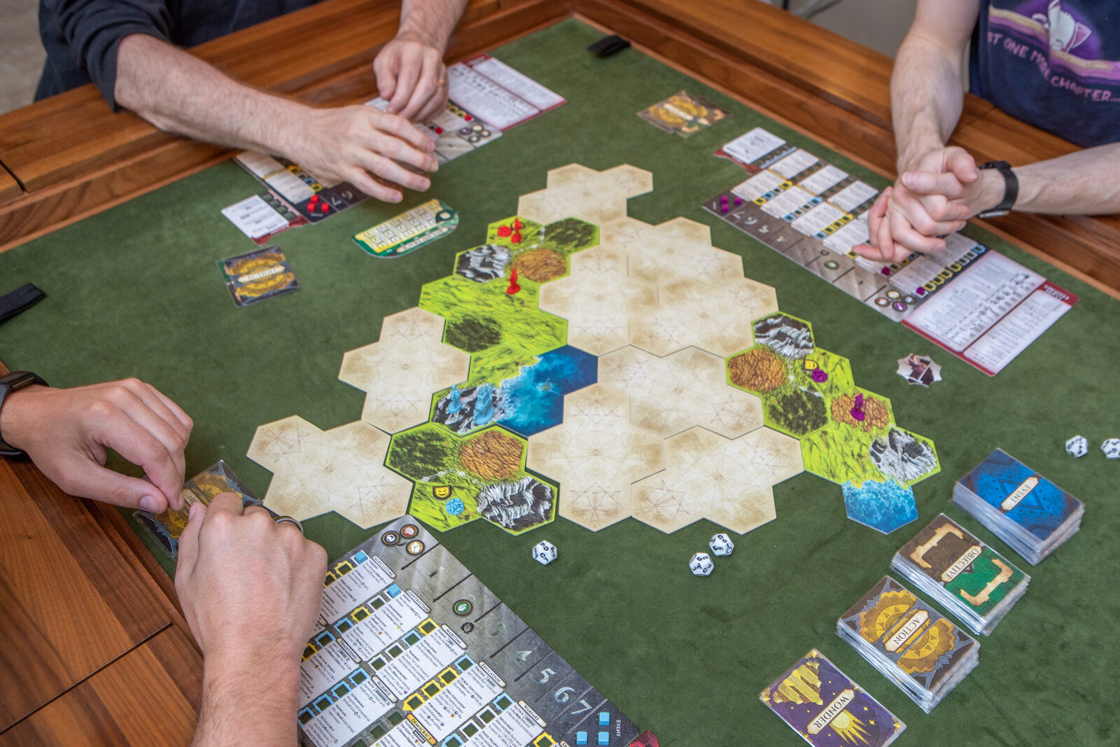 Clash of Cultures — overhead view, full board with three players